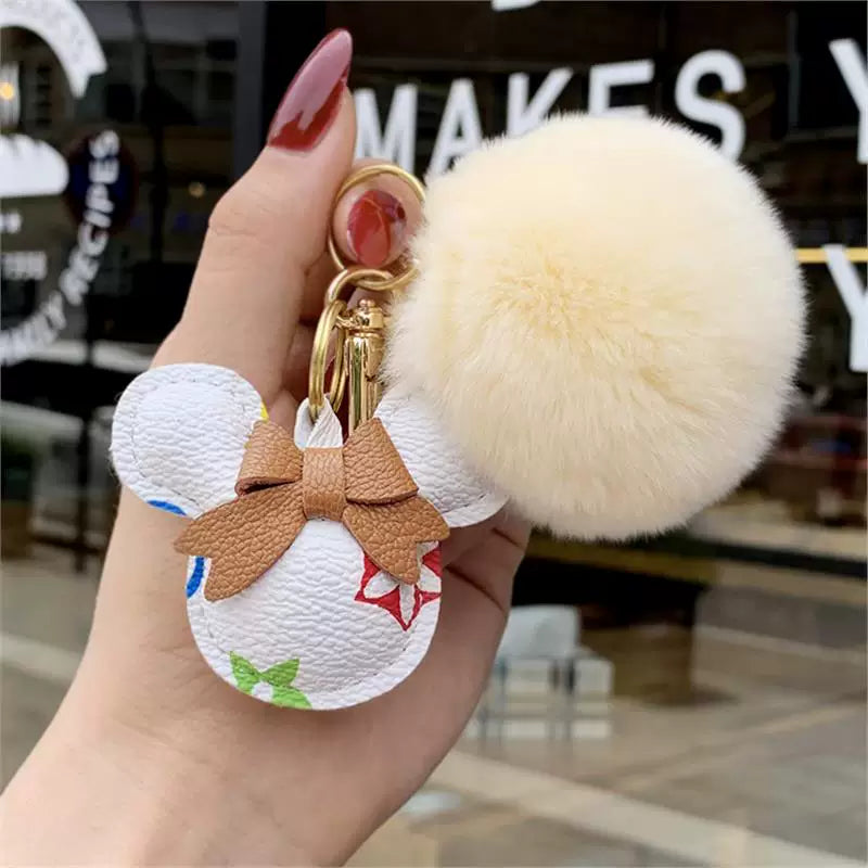 LV&GEDETE Rəsmi Flaqman Mağazası Avtomobil Açar Zəncir Kulonu Mickey Mouse Pom-Pom Açar Zəncirli Çanta Bəzək
