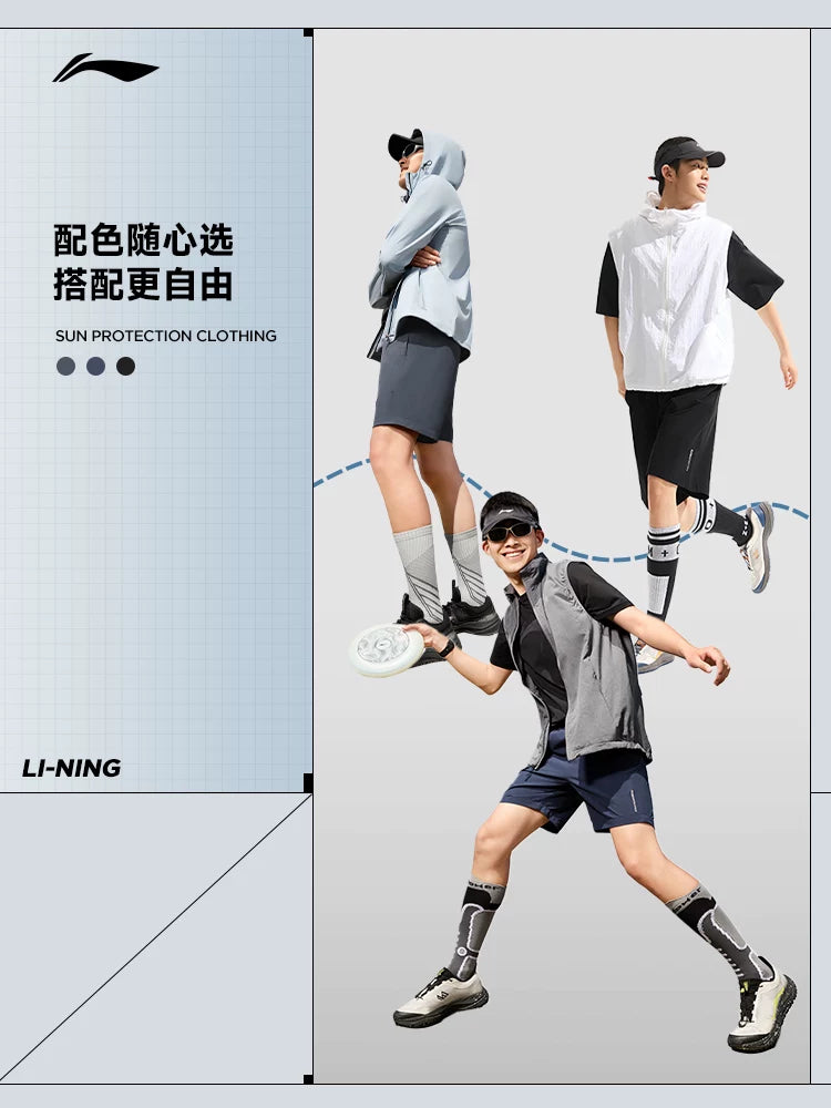 Li Ning idman şortu kişi yay qaçışı tez quruyan şort peşəkar məşq fitnes şalvarı cib fermuarlı idman şalvarı