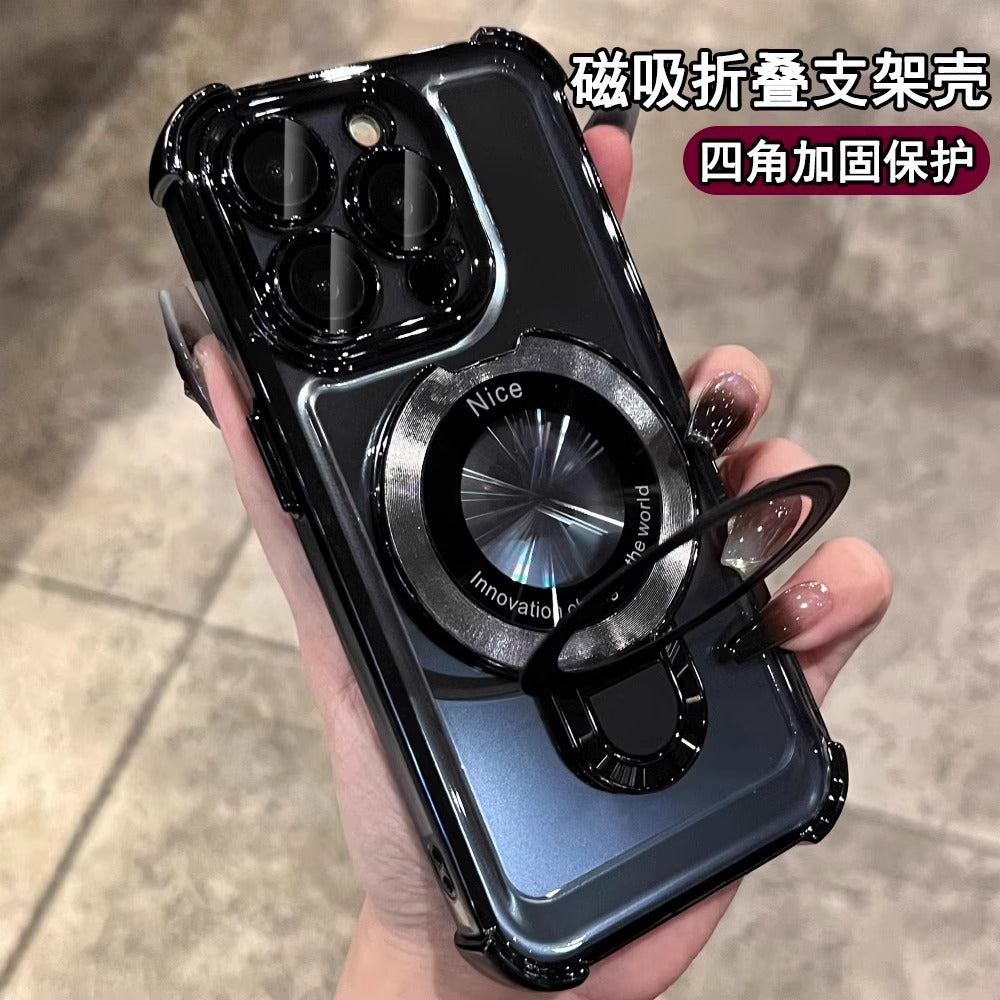 Apple 15promax mobil telefon qutusu üçün uyğun olan maqnit stend ip17 dördbucaqlı hava yastığı iPhone16e lens filmi 14Plus silikon 12 şəffaf yüksək səviyyəli 13pro sadə 11 yıxılmağa qarşı qoruyucu örtük