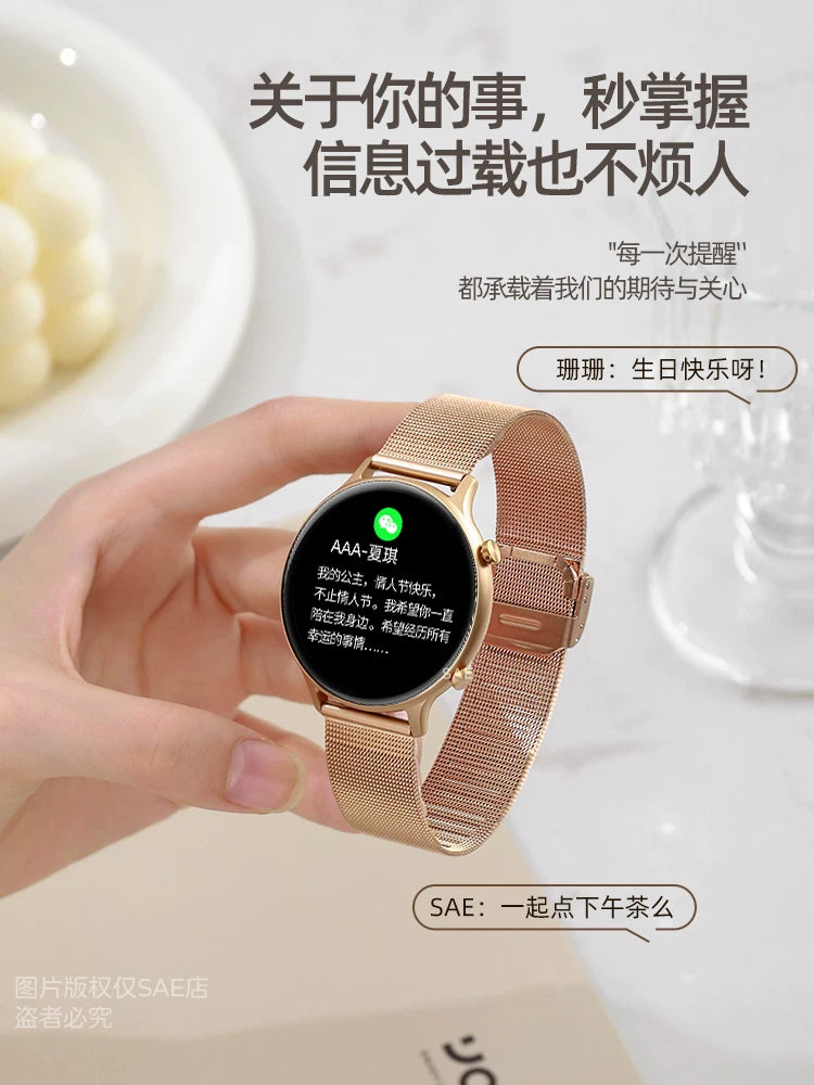 Qadınlar üçün ağıllı saat, ürək dərəcəsi yuxu sağlamlığı, Bluetooth telefonu, kişilər üçün çoxfunksiyalı Milan mesh polad cüt idman qolbağı