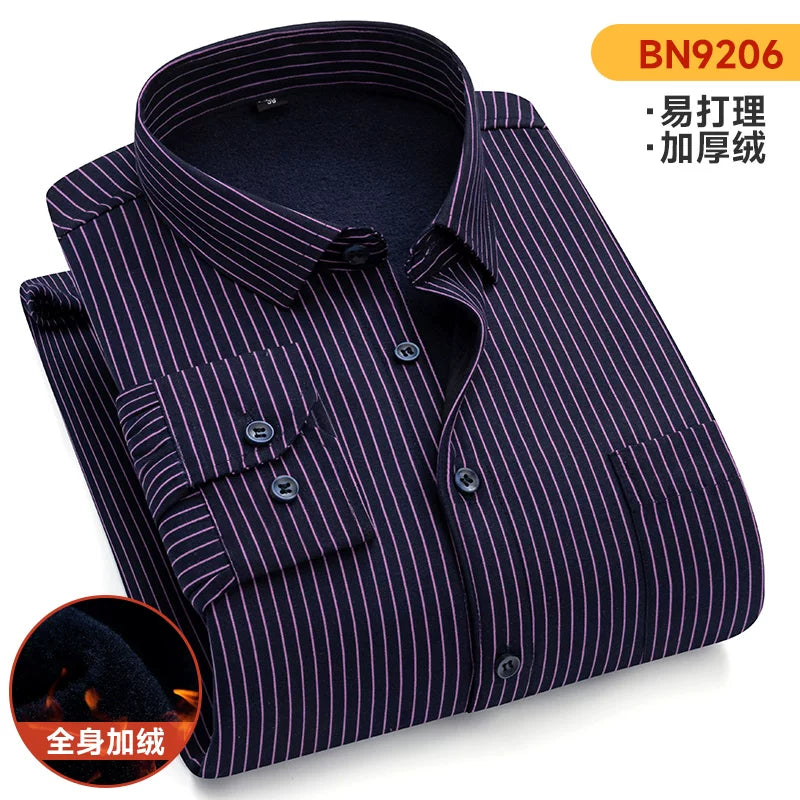 Ağacdələn Qış Kişi İsti Köynəyi, Yun astarlı, Qalın, Orta Yaşlı, Uzunqol Zolaqlı İsti Köynək, Ata Geyimi