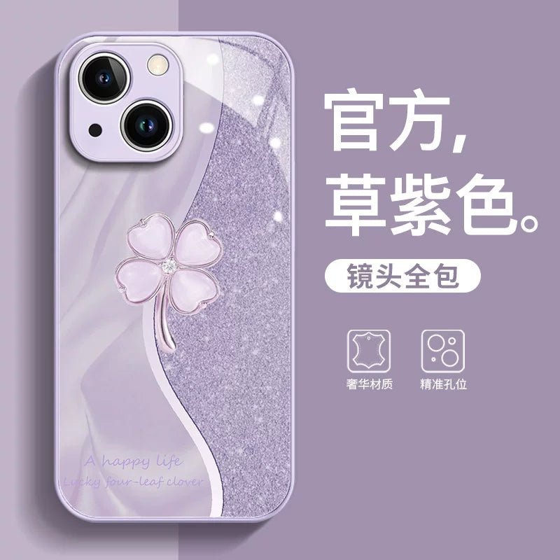 Apple 13 mobil telefon qutusu üçün uyğun dördyarpaqlı yonca forması iphone13pro yeni qadın hər şey daxil 14 payız əleyhinə 15plus yüksək səviyyəli sensasiya 16promax kreativ 12 qadın modeli 11 isti model 2025 qoruyucu örtük