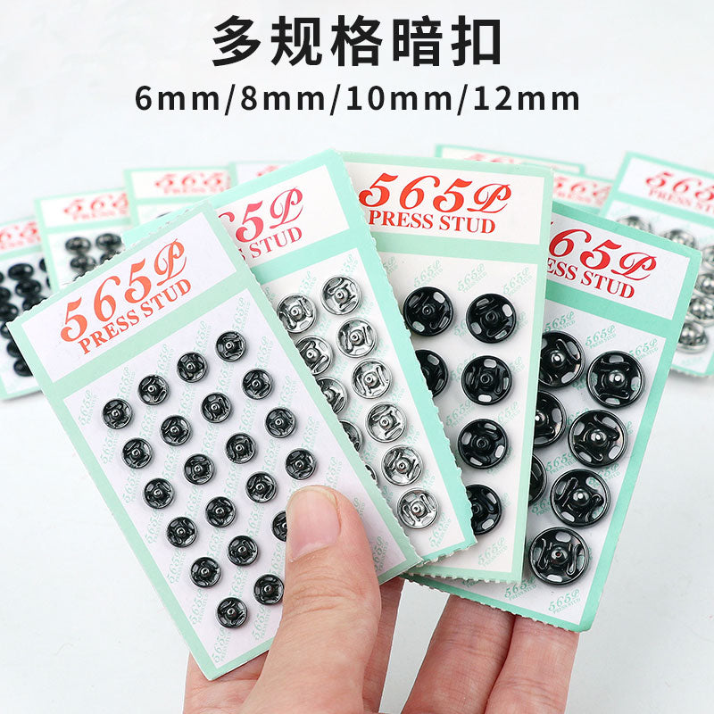 Sabit metal tüpürcək dəsmal 6 mm gizli toqqa 565 təkan düyməsi böyük yapışdırıcı düymə mini ekspozisiyaya qarşı görünməz mis düymə