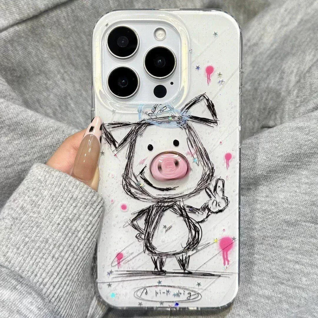 Sevimli Biye piggy Apple 16 promax mobil telefon qutusu iphone17 one plus 1314 qırmızı düyü k80 supreme darı 15 glory 3009080 qoruyucu örtük 50 Huawei mate706040