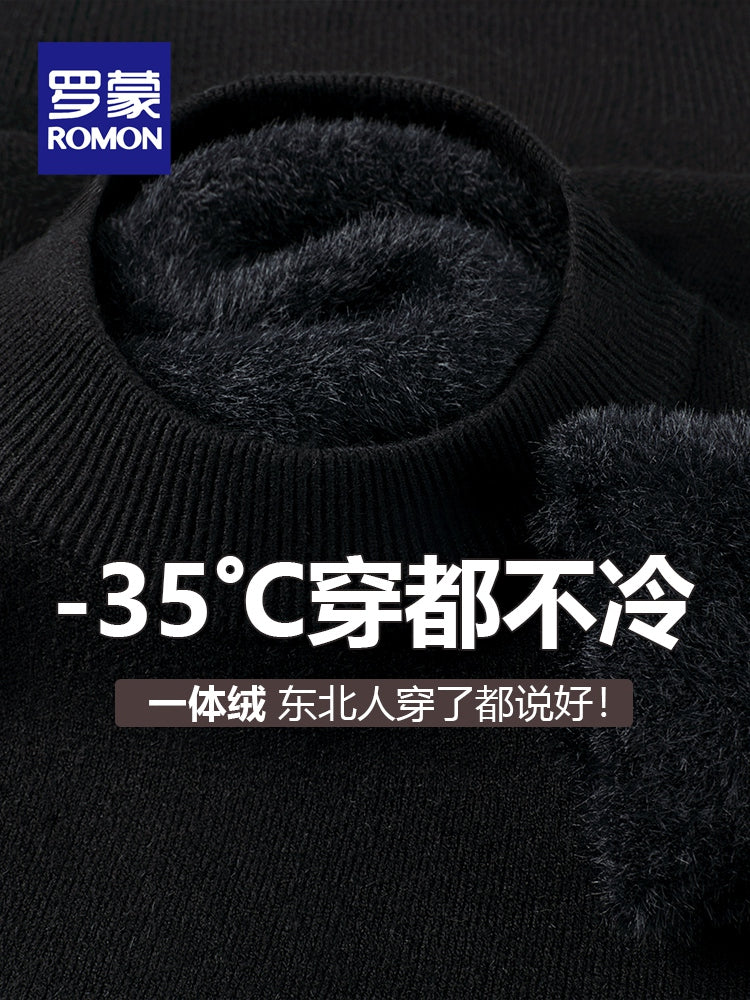 Romon tərəfindən hazırlanmış 2025-ci il Yeni Qış Kişilər üçün Yüksək Yaxalı Trikotaj İsti Əsaslı Sviter, Yun Astarlı