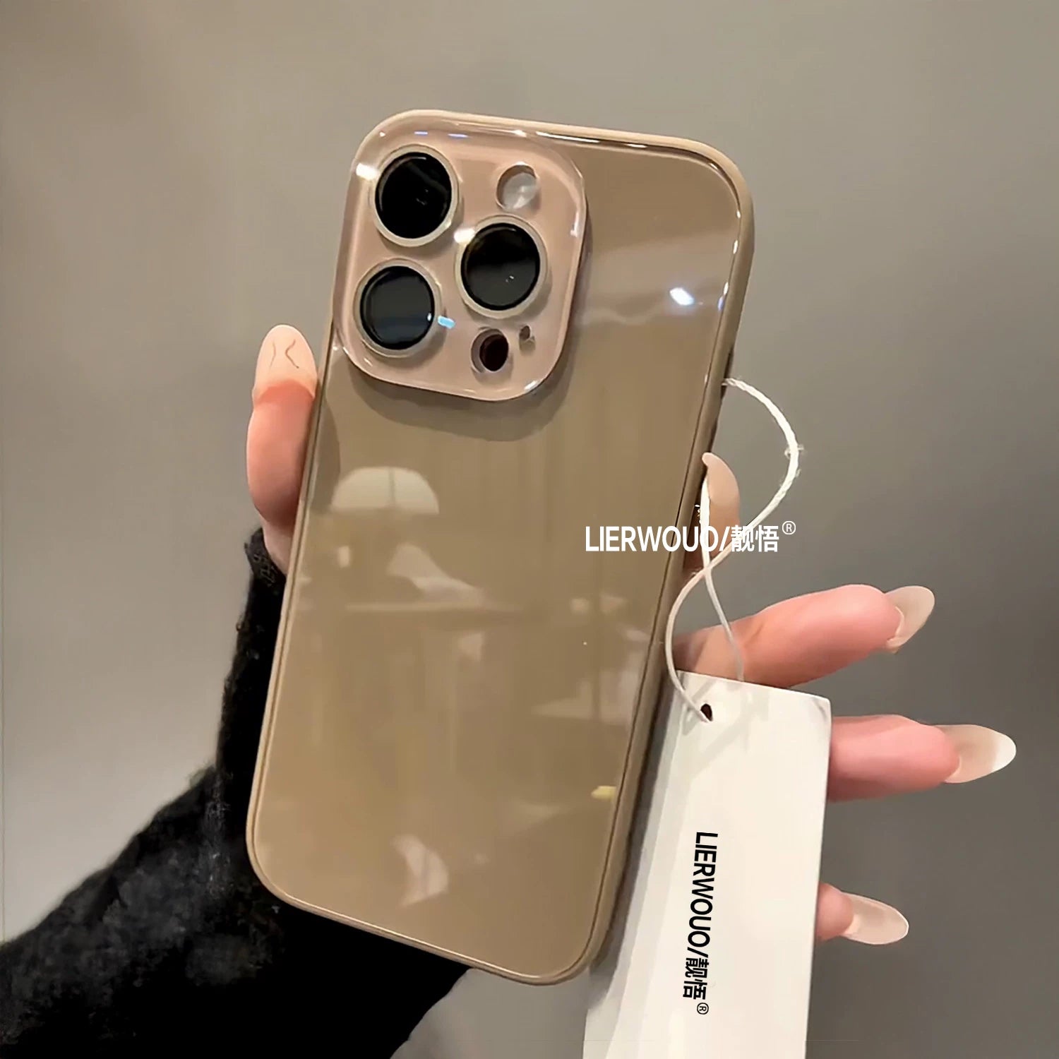 Apple 17 mobil telefon qutusu üçün uyğundur iphone16promax buz şüşəsi qutusu 14 sadə yeni stil 13 internet məşhur qadın modeli 14pro düz rəngli 15pro hər şey daxil obyektiv 16/15pro məşhur mobil telefon qutusu