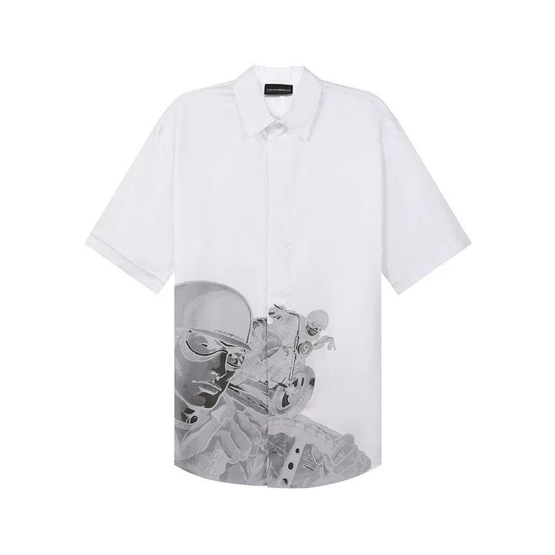 Armani Kişi Yarış Kapsul Kolleksiyası Pambıqdan Boş Forma Uzun/Qısa Qollu Köynək I1CC3I I128C