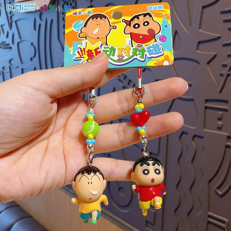 Orijinal Crayon Shin-chan Kiçik Burun Tutucu Telefon Zənciri 2025 Yeni Stil Qulaqlıq Avtomobil Açar Zənciri Sırt Çantası Kulon Açar Zənciri