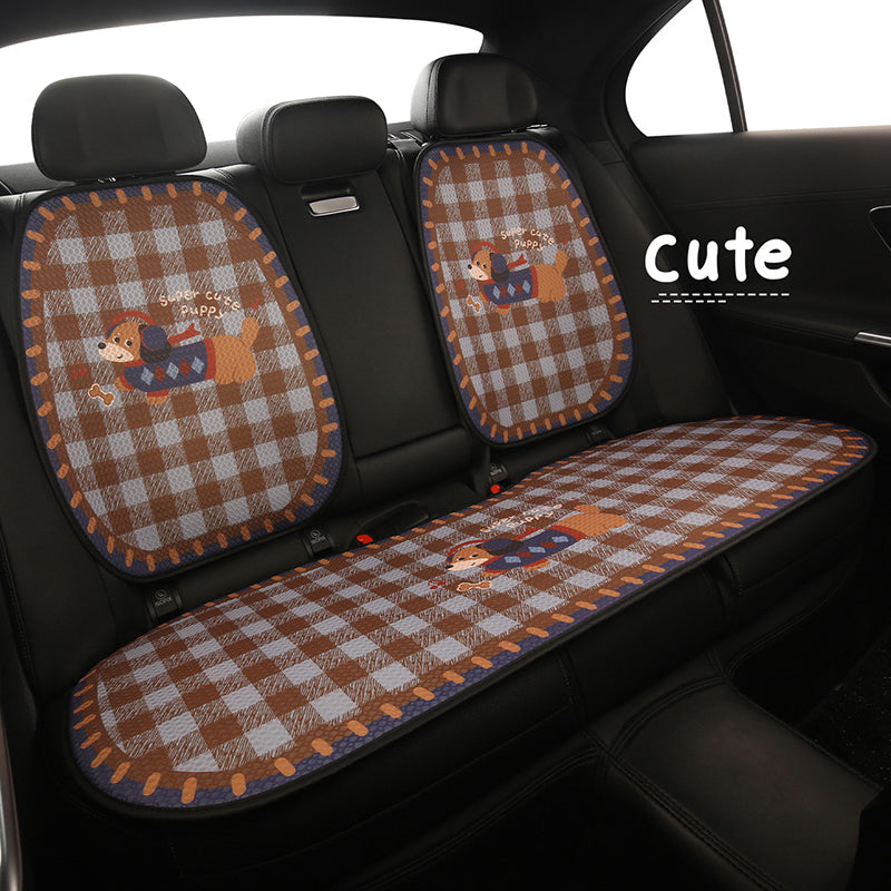 Cizgi filmi bala bala üçün plaid avtomobil oturacağı yastığı, qış üçün yumşaq isti arxa oturacaq yastığı üç hissəli dəst, şirin avtomobil oturacağı örtüyü