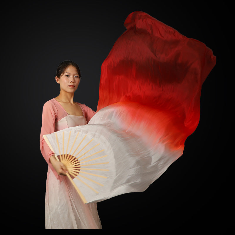 Wanjiang uzun ipək fanat ətrafına bükülmüş Kyushu fan rəqsi ipək rəqsi xüsusi fan şərabı qırmızı uzadılmış fan rəqsi kvadrat rəqsi