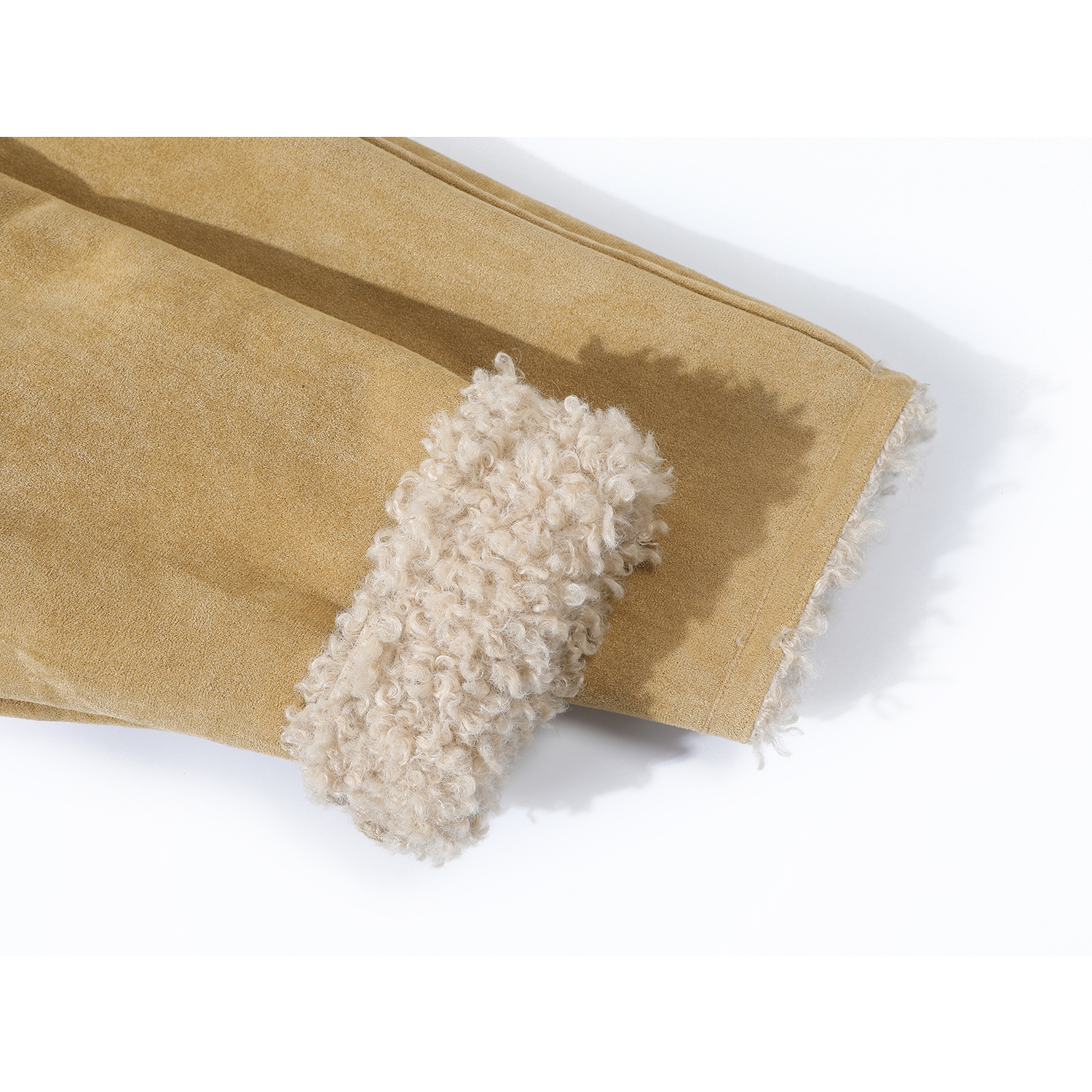 Cholisa Xaki Zamşa Quzu Yunlu Yaxalıq Qadın Qış Yun Astarlı Qalın Koreya Üslublu Gödəkçə