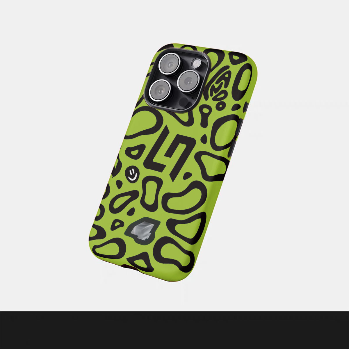 Apple 17 Air/16/15 Pro/13/17 Pro Max/17/XS/8 telefon korpusları və qoruyucu korpuslar üçün uyğun olan F1 floresan yaşıl naxışlı 2-in-1 film korpusunun ixrac versiyası