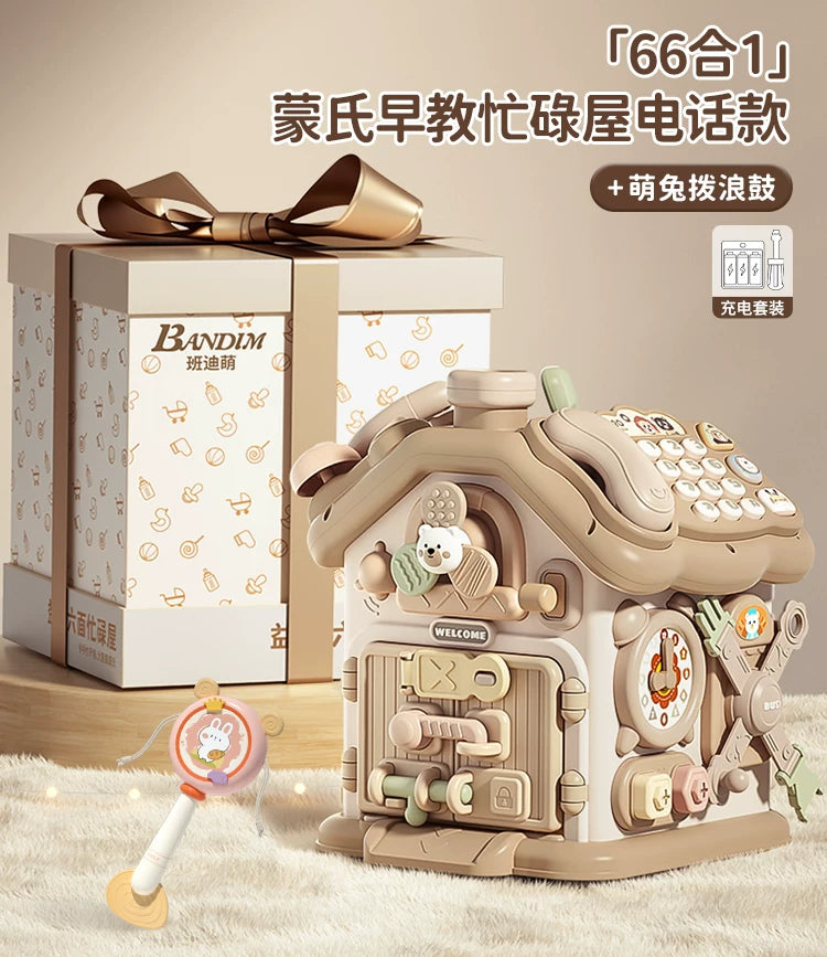 0-3 yaşlı uşaqlar üçün altıbucaqlı körpə oyuncağı, erkən uşaqlıq təhsili, Montessori səbəb-nəticə əlaqəsi, məşğul qutu, forma uyğun ev