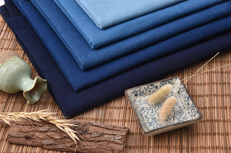 Saf pambıq gradient DIY əl işi indiqo boyalı batik köhnə qaba parça otla boyanmış paltar yubka sashiko naxışlı parça mavi parça