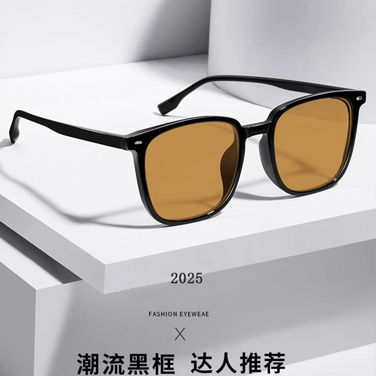 Zara qara çərçivəli qəhvəyi gün eynəyi yüksək səviyyəli 2026 yeni kişi və qadın anti-UV kvadrat çərçivəli retro gün eynəkləri
