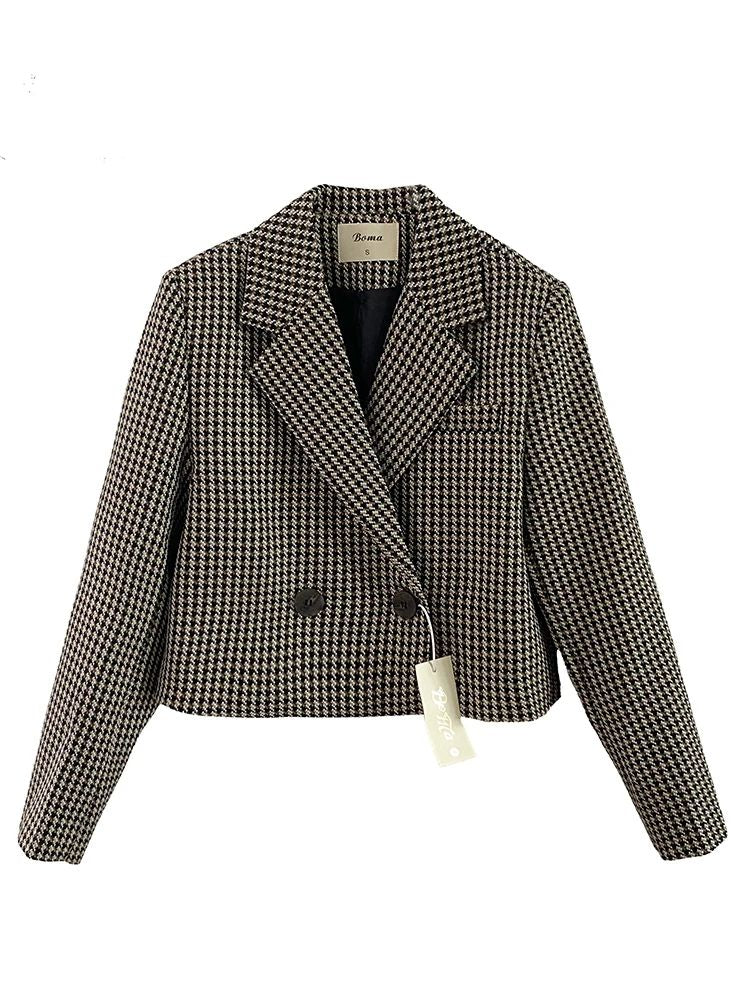 Yaz-Payız Qadınlar üçün Vintage Damaged Blazer Top Chic Ele