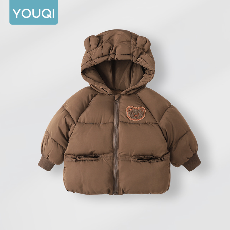 Youqi Qızlar üçün Gödəkçə 2025 Yeni Qış Qalınlaşdırılmış Yun astarlı Küləkdən Qoruyucu Başlıqlı Pambıq Yastıqlı Gödəkçə Oğlanlar və Qızlar üçün