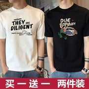 Bir al bir pulsuz (iki paket) yay trendi yeni qısaqol köynək kişi yay boş köynək