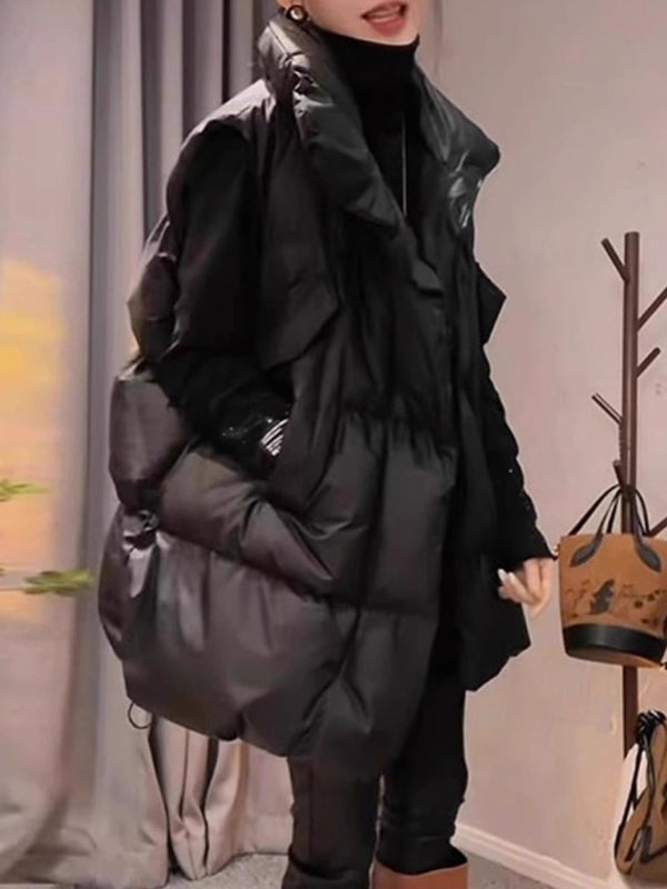 Qadınlar üçün Avropa üslublu pambıq jilet, böyük ölçüdə, qalın, isti, payız və qış üçün geniş qolsuz köynək.