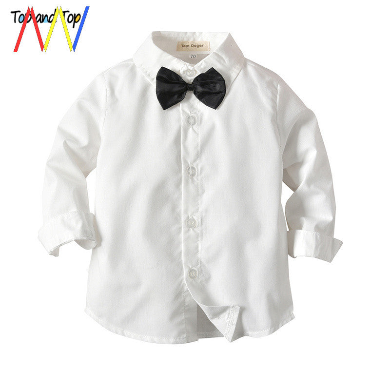 Payız Uşaq Körpə Oğlan Kostyumu Toy Formal Köynək Şalvar Geyimləri