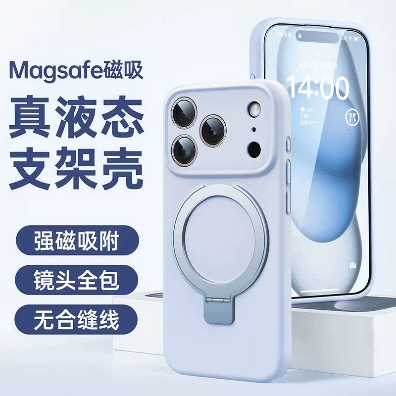 Birinci qoruyucunun yeni maye silikon dayaq qabığı Apple 17promax mobil telefon qutusu iPhone17 üçün stend 16pro qabıqlı Magsafe maqnit udma 15 hərtərəfli rəsmi ip14 şəffaf düşməyə qarşı uyğundur