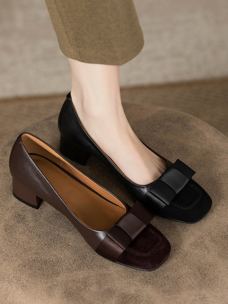 French style, Chanel inspired, color block women's high heels, 2024 spring and autumn new fashion, genuine leather, thick heel, strappy, retro mid-heeled single shoes.