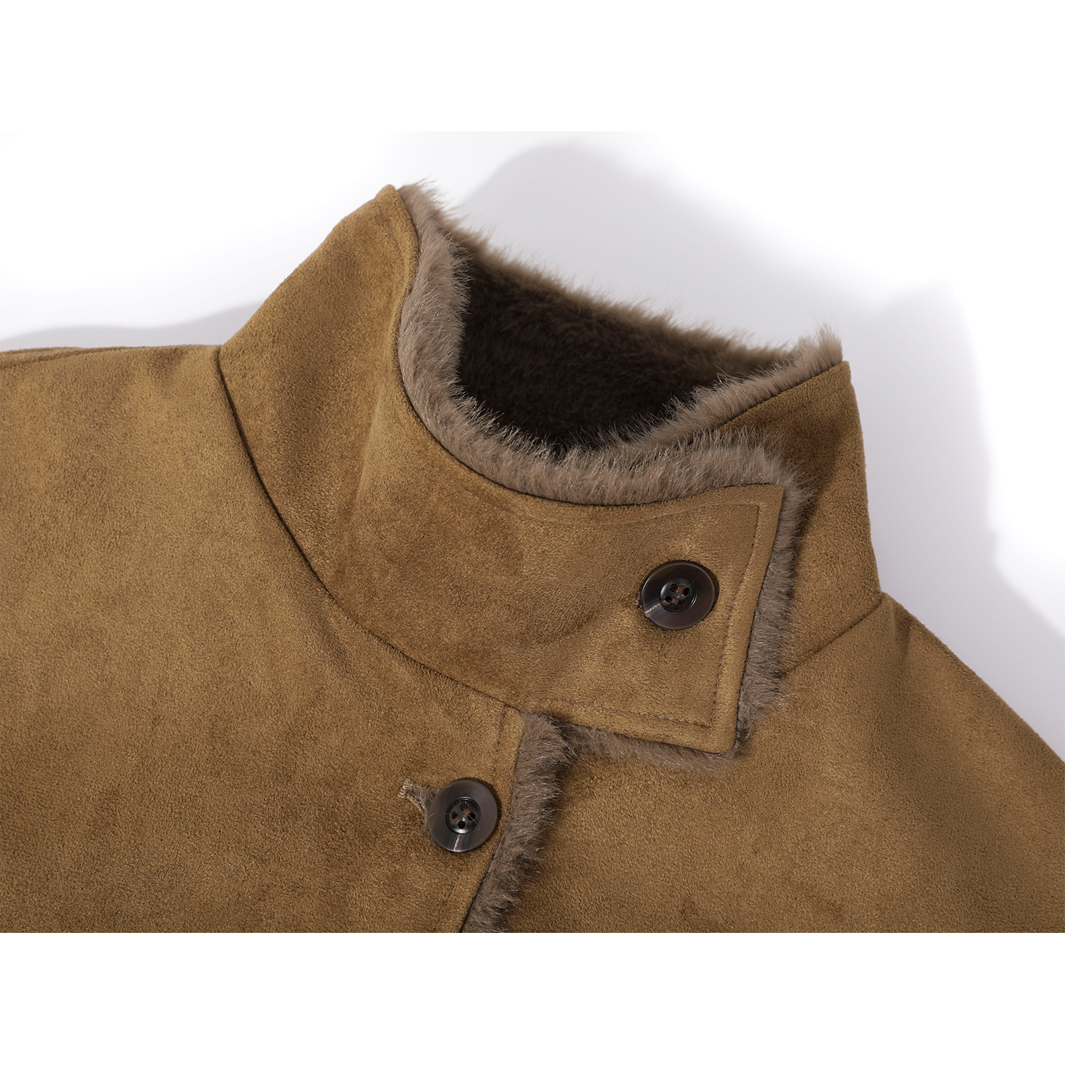 Cholisa Geri Dönən Zamşa Orta Uzunluqlu Merard İsti Palto Qadın Qış Quzu Yunlu Qalın Dəri Palto