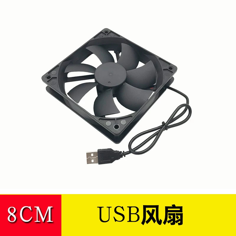 USB soyutma ventilyatoru marşrutlaşdırıcı pristavka TV pişik soyutma ventilyasiyası 12 sm səssiz 8CM sm soyutma egzoz soyutma 5V mini masaüstü kompüter USB interfeysi şassi ventilyatoru çoxməqsədli