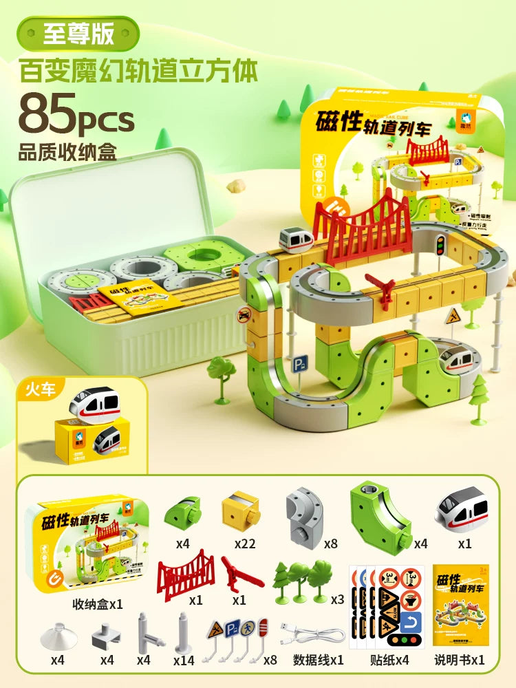 Əyləncəli və Sehrli Maqnit İzli Uşaq Təhsil Yüksək Sürətli Qatar Oyuncağı Oğlanlar və Qızlar üçün DIY Tikinti Blokları Hədiyyə 3