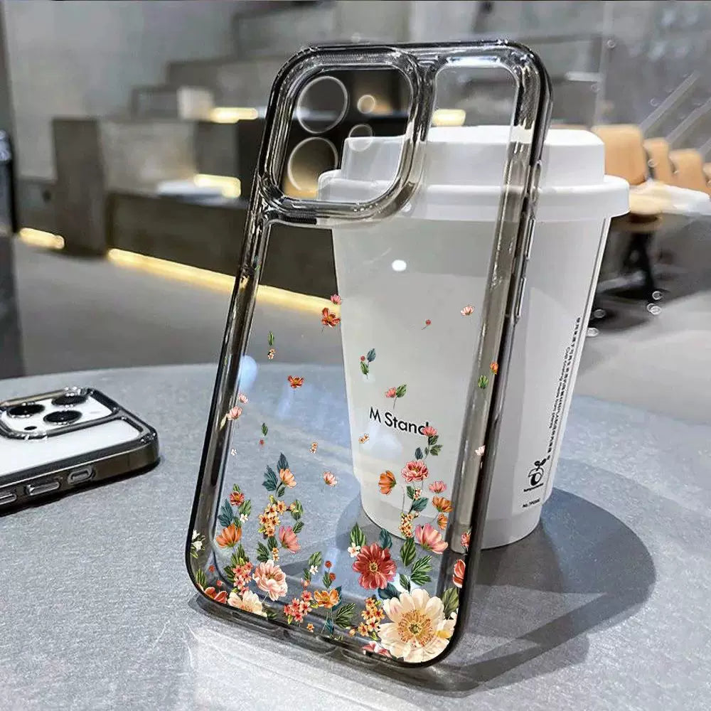 iPhone 16 Pro 13 15 11 12 14 17 Pro Ma üçün çiçəkli telefon qabı