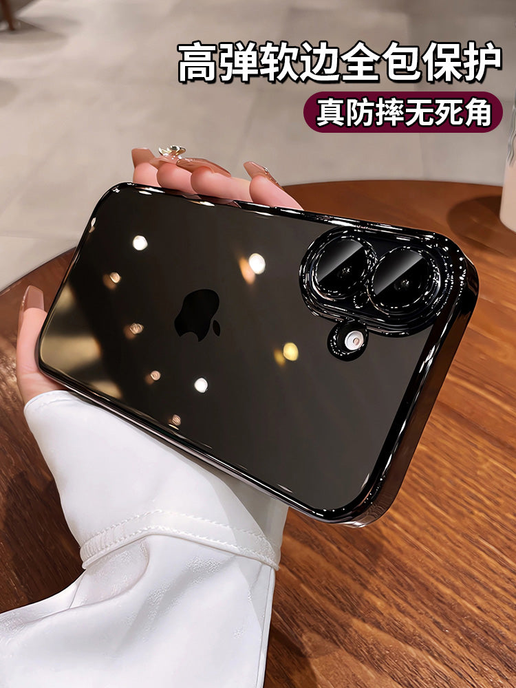 Apple 17pro mobil telefon qutusu üçün uyğundur iphone16promax şəffaf yüksək səviyyəli sensasiyalı 15pro ultra nazik çılpaq metal 14 lens filmi ilə hər şey daxil anti-düşmə 13 yeni kişi 12 qadın 11 silikon yumşaq çanta