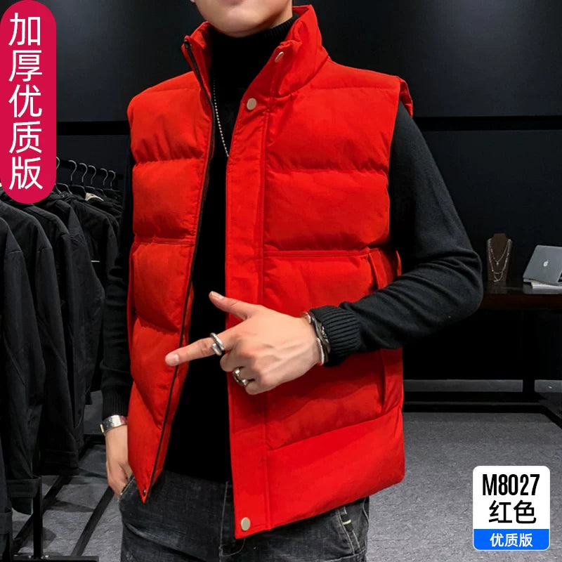 Paul's Kişilər üçün Yüksək Yaxalı Pambıq Jilet, Koreya üslubunda, Çoxfunksiyalı, Dəbli, Trendli, İsti, Payız və Qış Üst Geyimləri