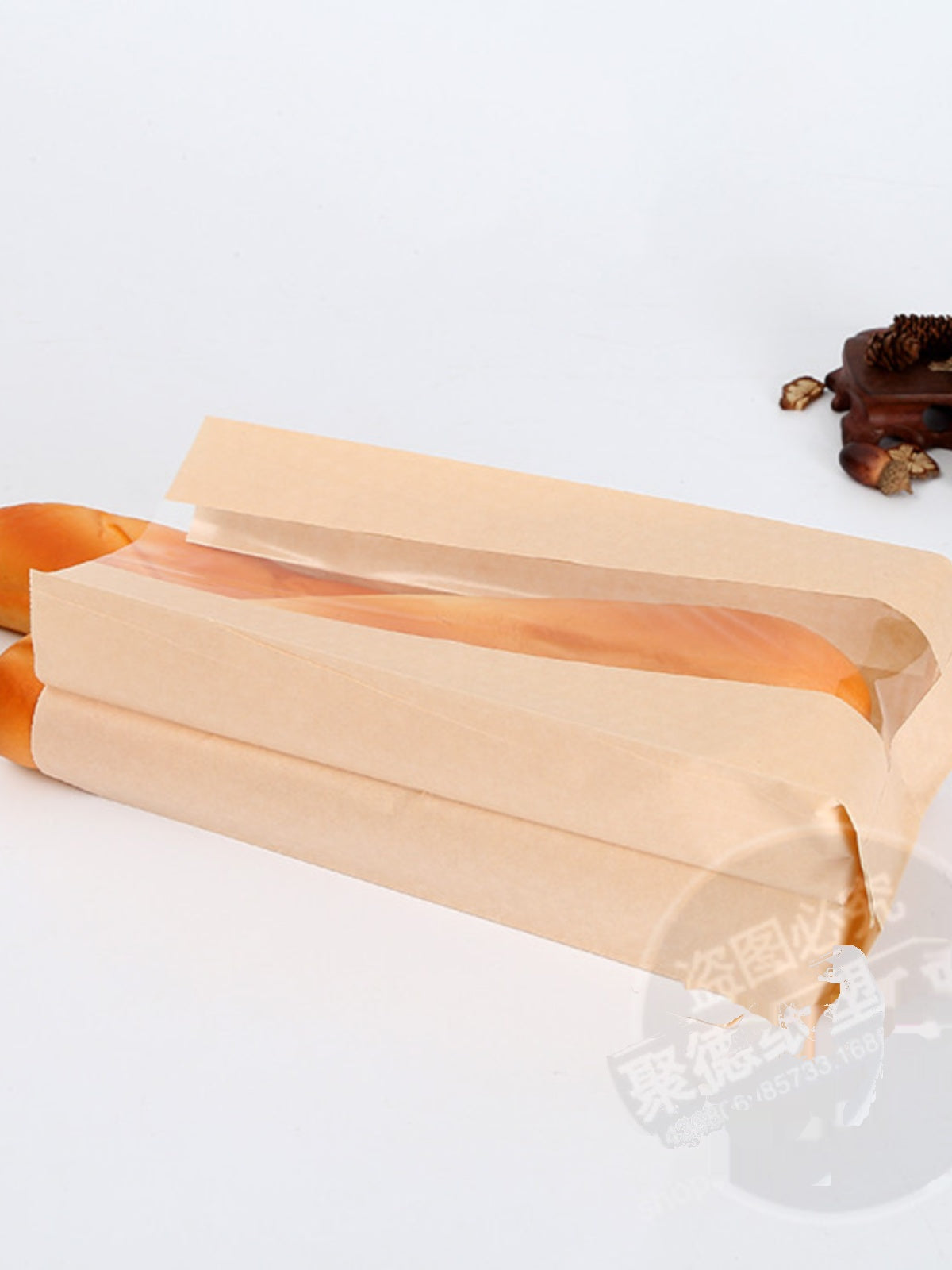 Boş uzun baget 450 q tost çantası Avropa çantası qablaşdırma çantası bişmiş çörək yeməyi pəncərəsi yağ keçirməyən kraft kağız çantası
