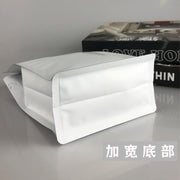 Qəhvə paxlası qablaşdırma çantası alüminium folqa hava klapan çantası səkkiz tərəfli möhürləyici çanta çörəkçilik nəmə davamlı, asanlıqla cırılan fermuarlı çanta ticarət ağ