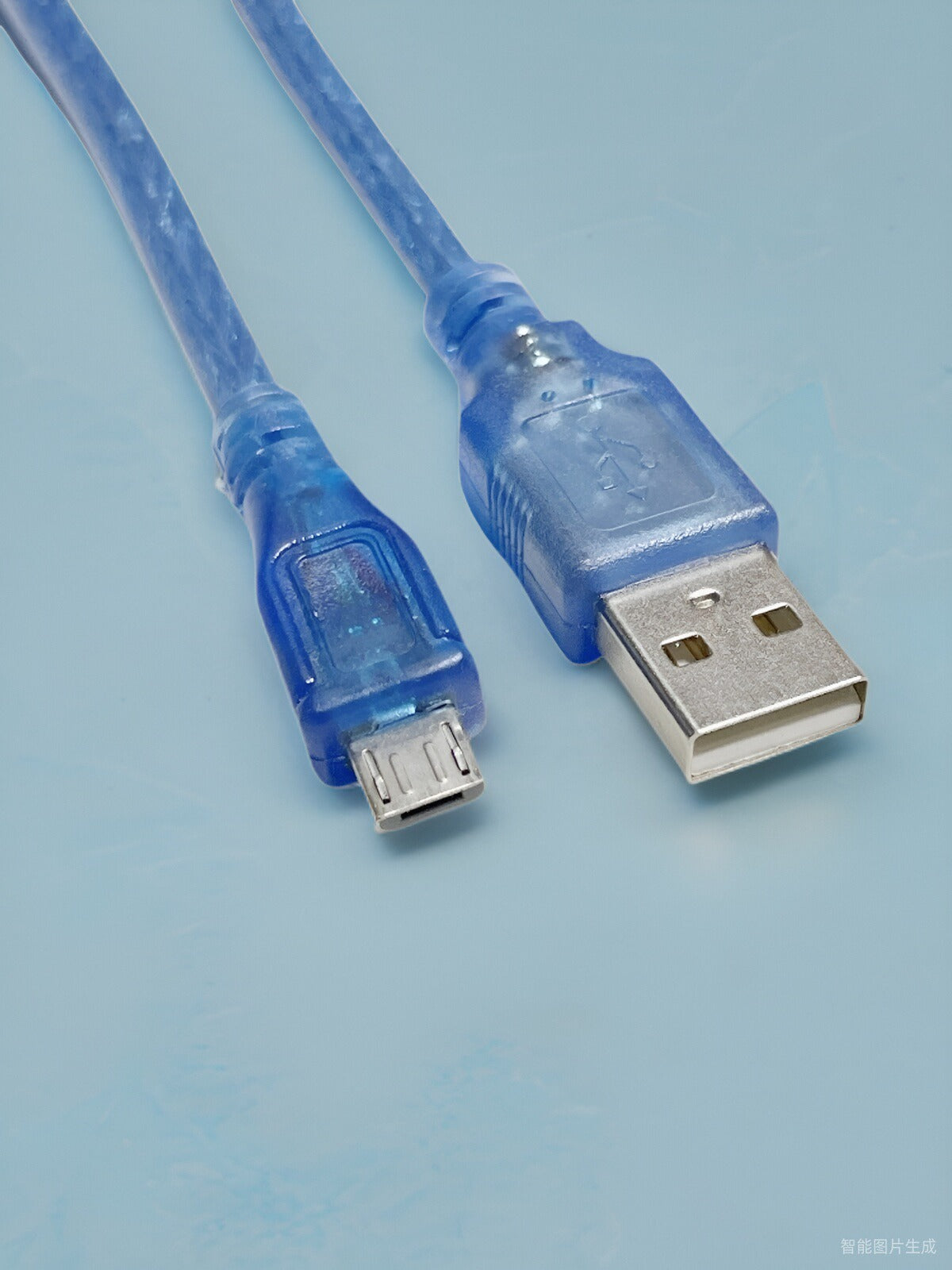 Mikro USB şarj məlumat kabeli tam mis şəffaf mavi Android tətbiq olunan interfeys mobil telefon əlaqə kabeli