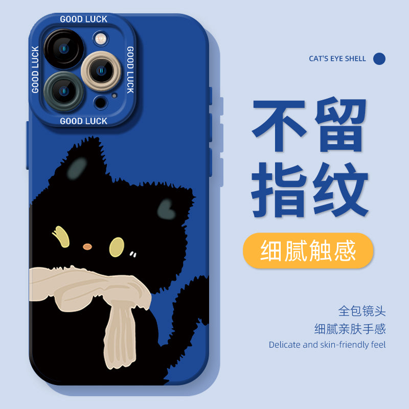 Apple 16 cüt sevimli pişik iphone15promax Huawei pura80pro cüt qadın mate70 Xiaomi 14 redmi iqoo13 one plus vivo üçün uyğun qara və ağ pişik telefon qutusu