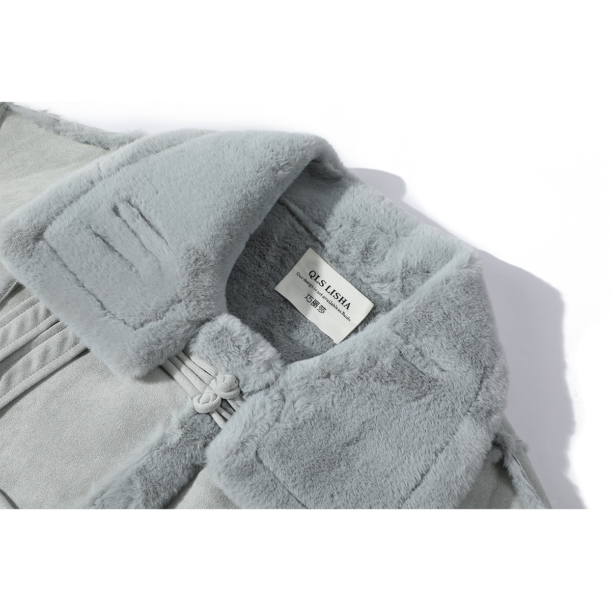 Cholisa Qısa Quzu Yunlu Xəz Astarlı Qalın Yeni Çin Üslublu Qadın Paltosu, Payız və Qış Yeni Üslubu, Super Şirin