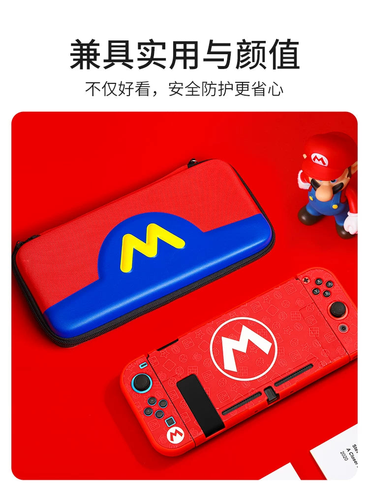 BijiBite açarı saxlama çantası Nintendo ns üçün uyğun olan Mario qoruyucu qabıq tutacaq qapağı, keçidli sərt qabıqlı kommutator kaset qutusu oled silikon kart qutusu tam aksesuar dəsti