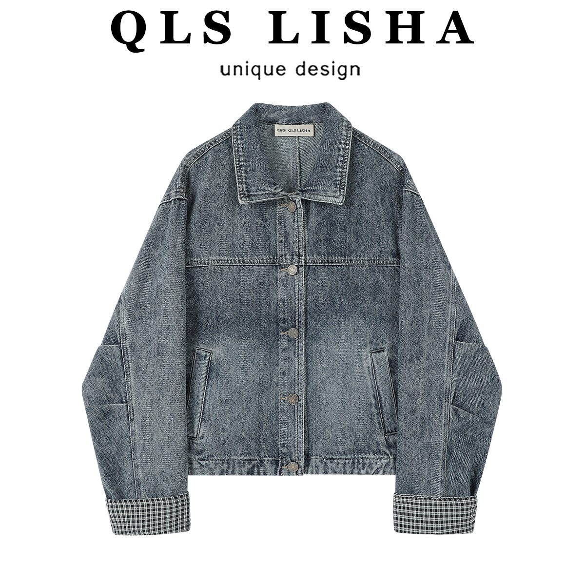 Cholisa Koreya üslubunda unikal və super şirin qadınlar üçün denim plaid gödəkçə, yeni yaz və payız üslubu, yaxa boş gödəkçə topu