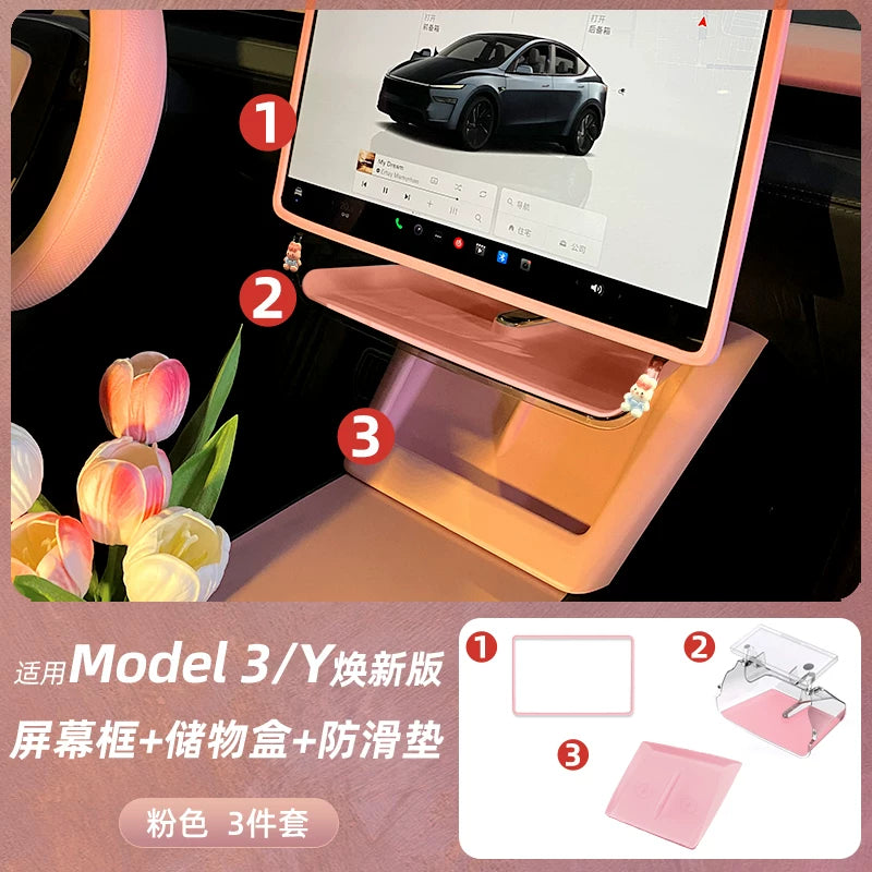 Applies to Tesla's updated Model 3 interior modification parts: under-screen storage box, lower center console storage box.