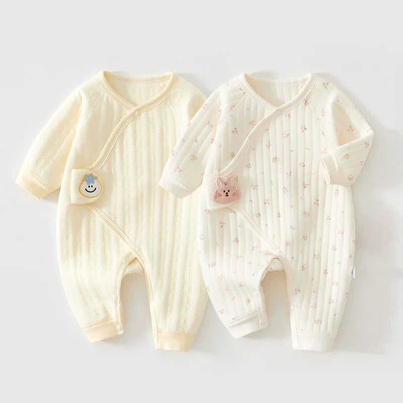 2 hissəli yeni doğulmuş körpə geyimləri dəsti, payız və qış bodiləri, təmiz pambıqdan isti və qalınlaşdırılmış körpə pijamaları, qış kombinezonları