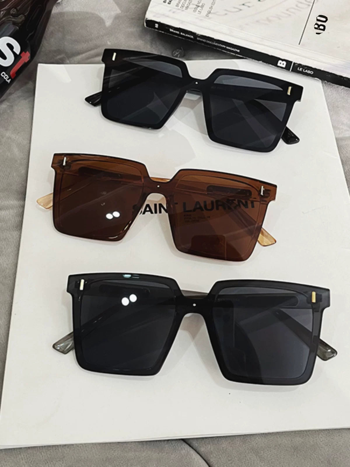 Retro moda polarizasiyalı gün eynəkləri Koreya üslublu kişilər üçün geniş çərçivəli kvadrat çox yönlü sürücülük və arıqlama ilə günəş eynəyi