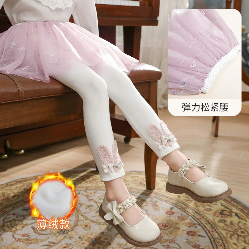 Qızlar üçün bir hissəli ətək şalvarları, 2025-ci ilin yaz və payız mövsümü üçün yeni model uşaq qış geyimləri, flis astarlı, süni iki hissəli leqinslər, ağ, çöldə geyinmək üçün.