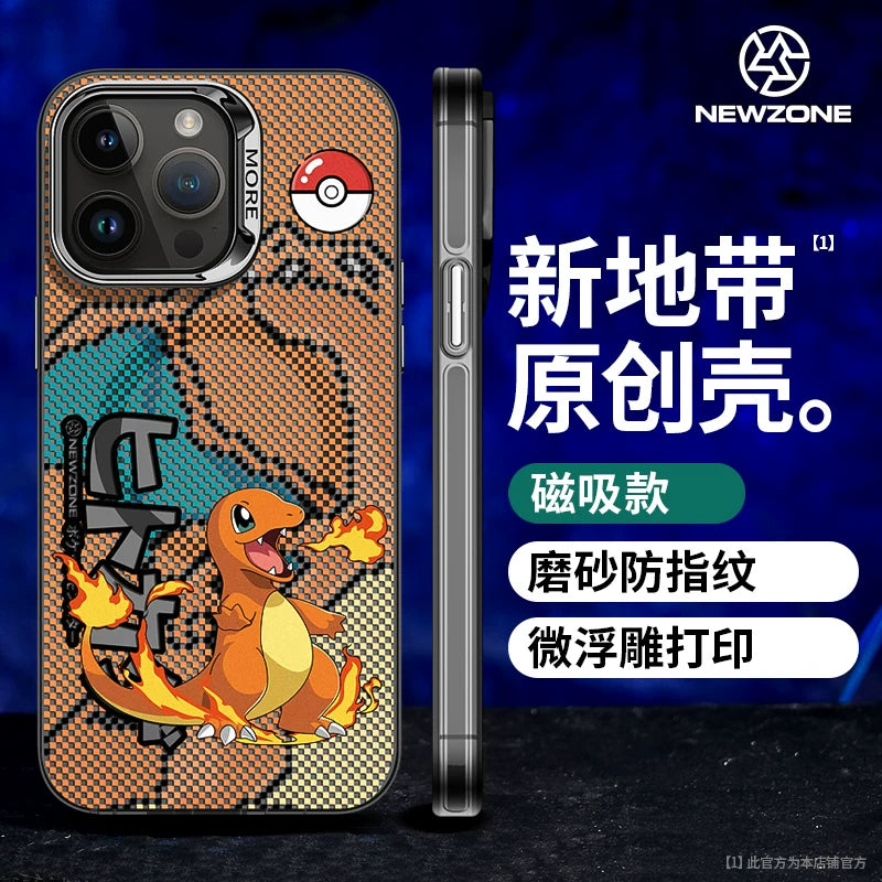 iPhone 15 Pro, Pokémon Apple 14, Gengar IP 13pm, Pikachu 12pro Max və düşmədən qorunmaq üçün yeni MagSafe Pokémon 16 buzlu korpusu üçün yeni Zone uyğun maqnit telefon korpusu.