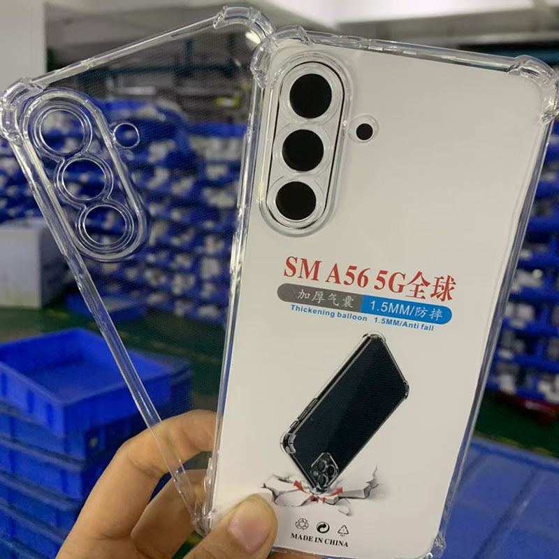 Samsung A17 A07 mobil telefon qutusu üçün uyğundur 1,5 mm dörd künc qalınlaşdırılmış şəffaf düşməyə qarşı qoruyucu örtük A14 A34 A54 A04E M54 yumşaq qabıq A16 A06 A26 A36 hər şey daxil A56A55