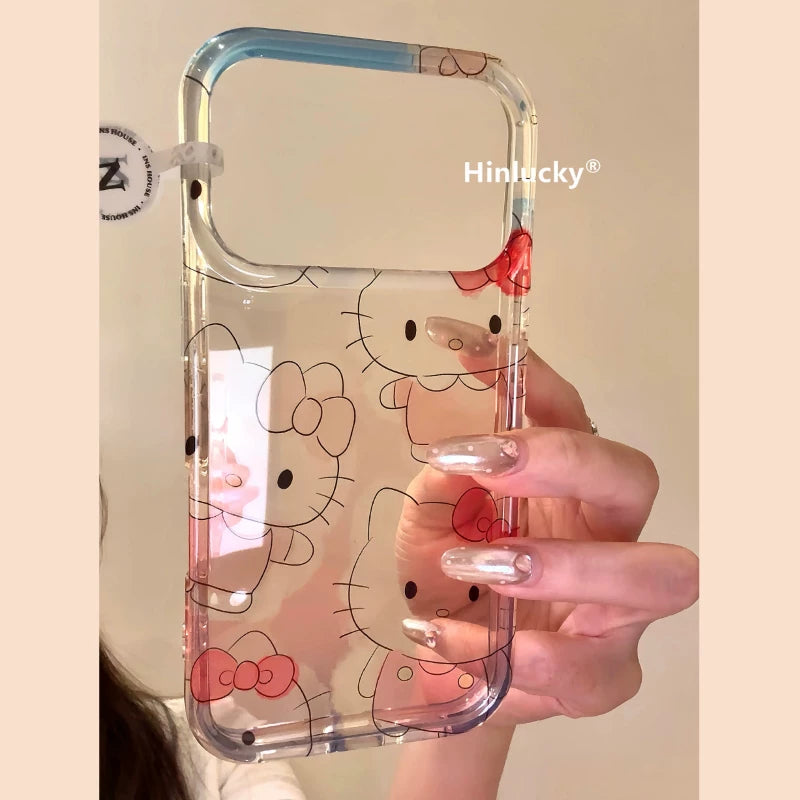 Hinlucky Yapon və Koreya ins sevimli cizgi filmi şəffaf pişik Apple 17 mobil telefon qabı iphone16promax ikiqat IMD15 zəncir 14 yıxılmaya qarşı qoruyucu örtük qadın 13 unikal və super gözəl görünüşlü