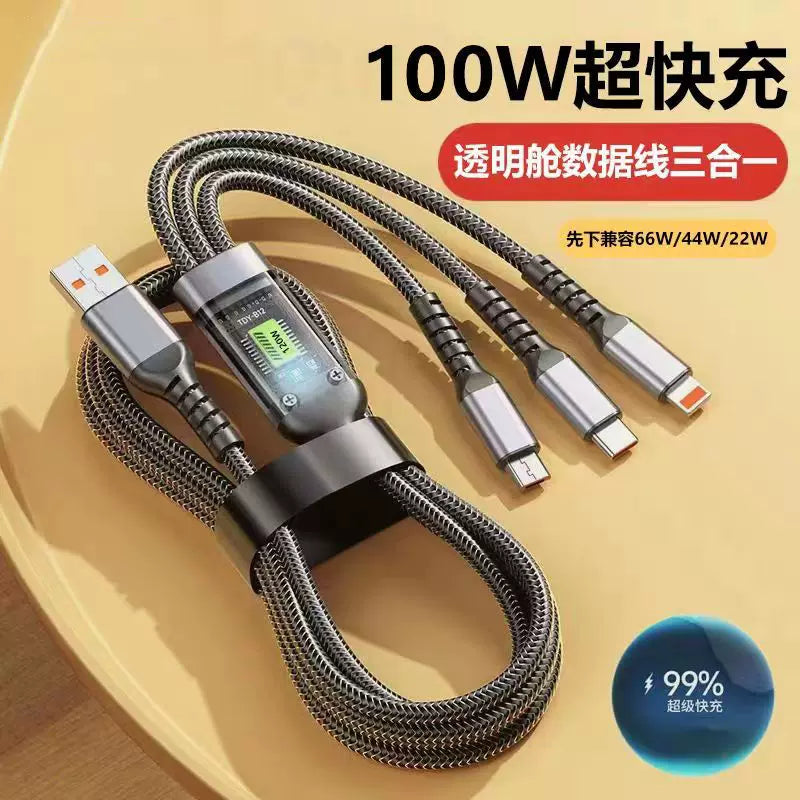 120w şəffaf real vaxt rəqəmsal ekran məlumat kabeli tipc şarj kabeli Apple Huawei Android mobil telefonu üçün uyğun sürətli şarj kabeli