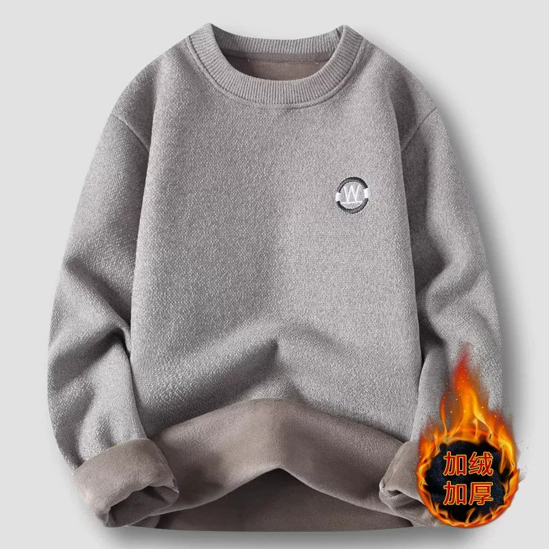 Kişilər üçün bir hissəli yun sviter, yeni payız və qış modası, isti şenil yun astarlı alt paltarı, kişilər üçün dairəvi yaxalı trikotaj geyim.