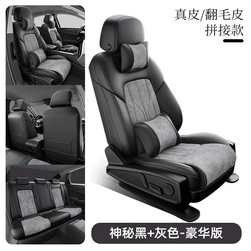 Zamşa avtomobil oturacağı yastıqları, orijinal dəri oturacaq üzlükləri, tam örtüklü, bütün mövsüm üçün, yeni yüksək səviyyəli avtomobil oturacağı üzlükləri və yastıqları