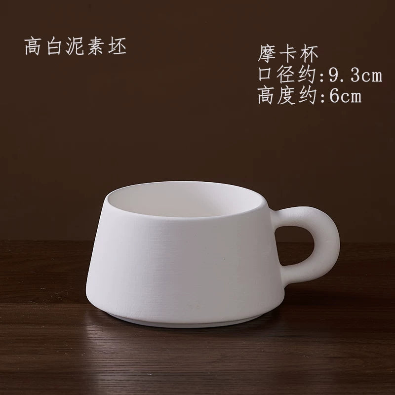 Seramik boş fincan keramika blankı DIY əl ilə boyanmış Jingdezhen yüksək ağ palçıq ağ embrion şüşə altında rəngli düz atəşə tutulmuş blank